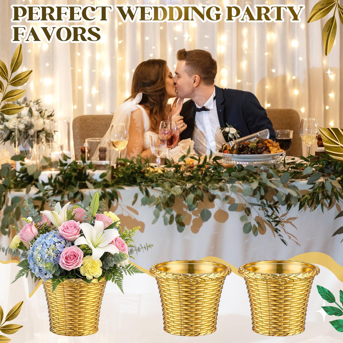 Ferrochef 12 Pcs 4.3'' Small Gold Vases Bulk Mini Decorative Plastic Gold Vases Bud for Wedding Table Centerpieces Flower Candy Indoor Outdoor Garden Tea Birthday Party Decor