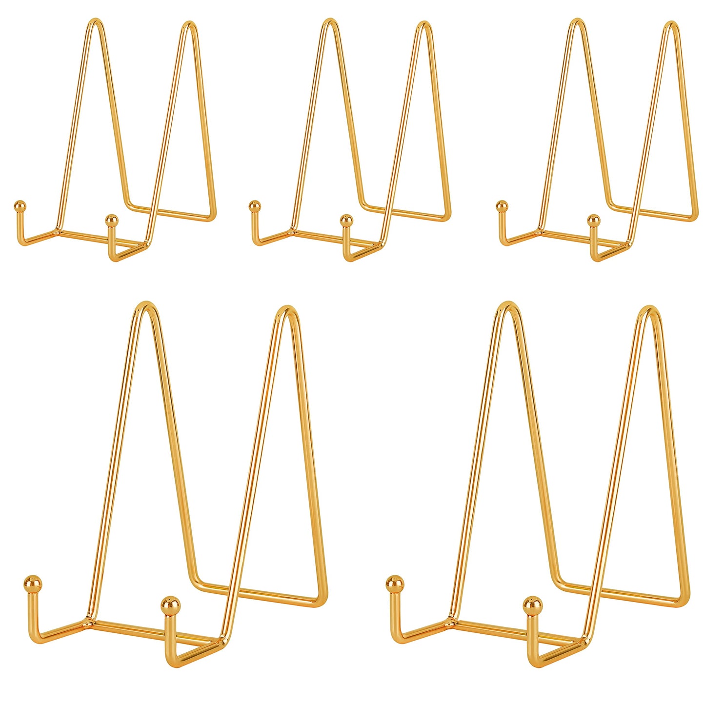 IBosins 5 Pack 6 Inch Plate Holder Display Stands, Metal Gold Frame Stand for Picture, Book, Photo Easel, Creation, Collectibles