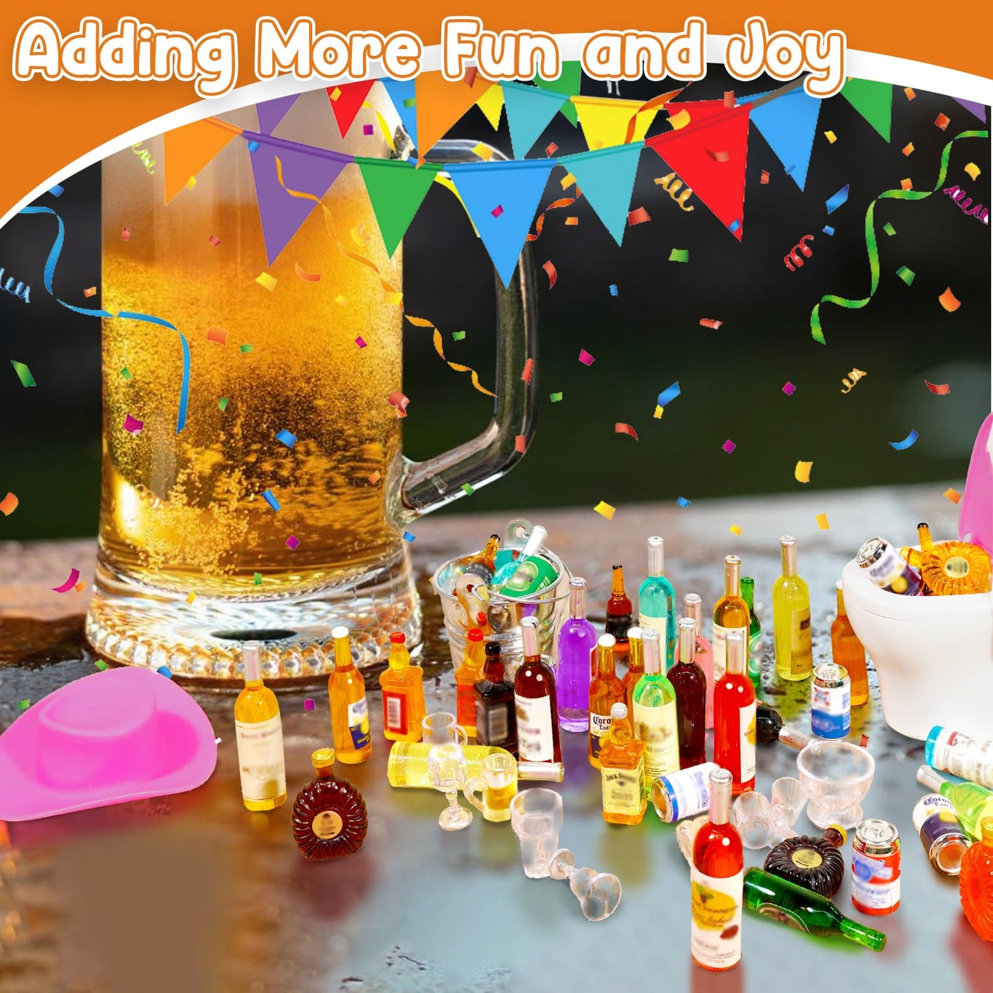 Miniature Ice Cubes Beer Bottles Mini Alcohol Bottles Mini Beer Party Decorations Bar Cake Decoration Mini Bar Accessories Mini Toilet