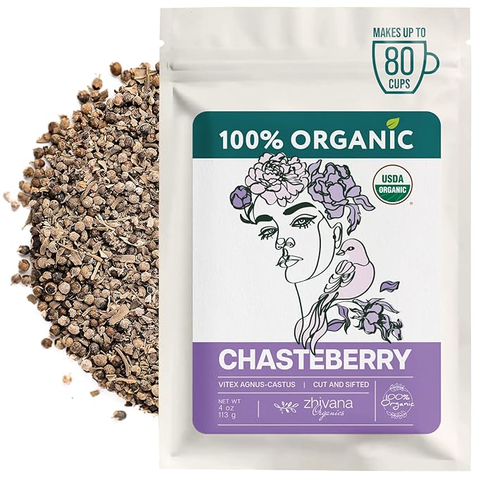 Organic Chasteberry Tea (4 oz.) – Vitex Agnus-cactus Herb - Chaste Berry Tea for Women’s Balance – Supports Hormonal Harmony, PMS & Cycle Comfort
