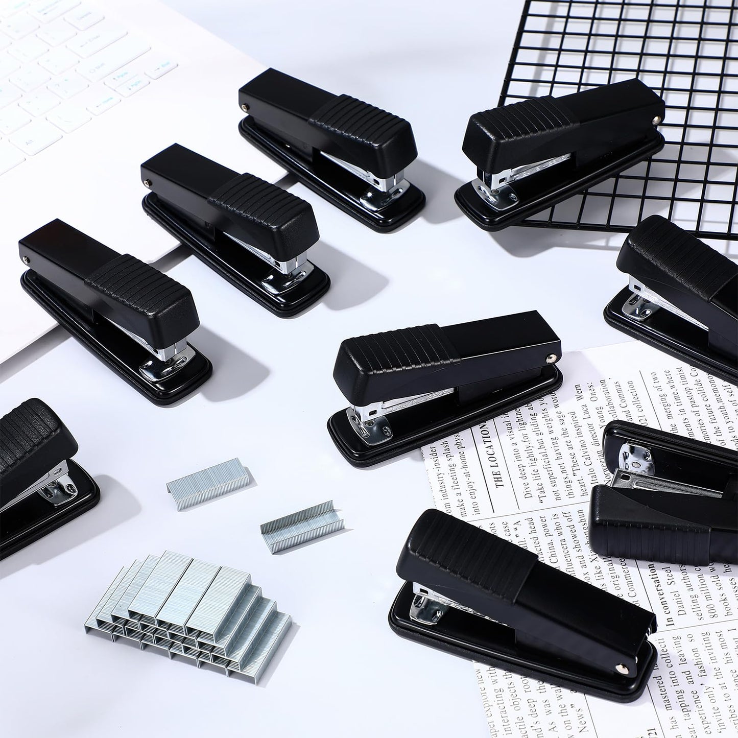 AmazingSpark 12 Pack Staplers for Desk with 12000 Staples Office Stapler Bulk 30 Sheet Capacity Metal Non-Slip Stapling Machine Heavy Duty for School Office