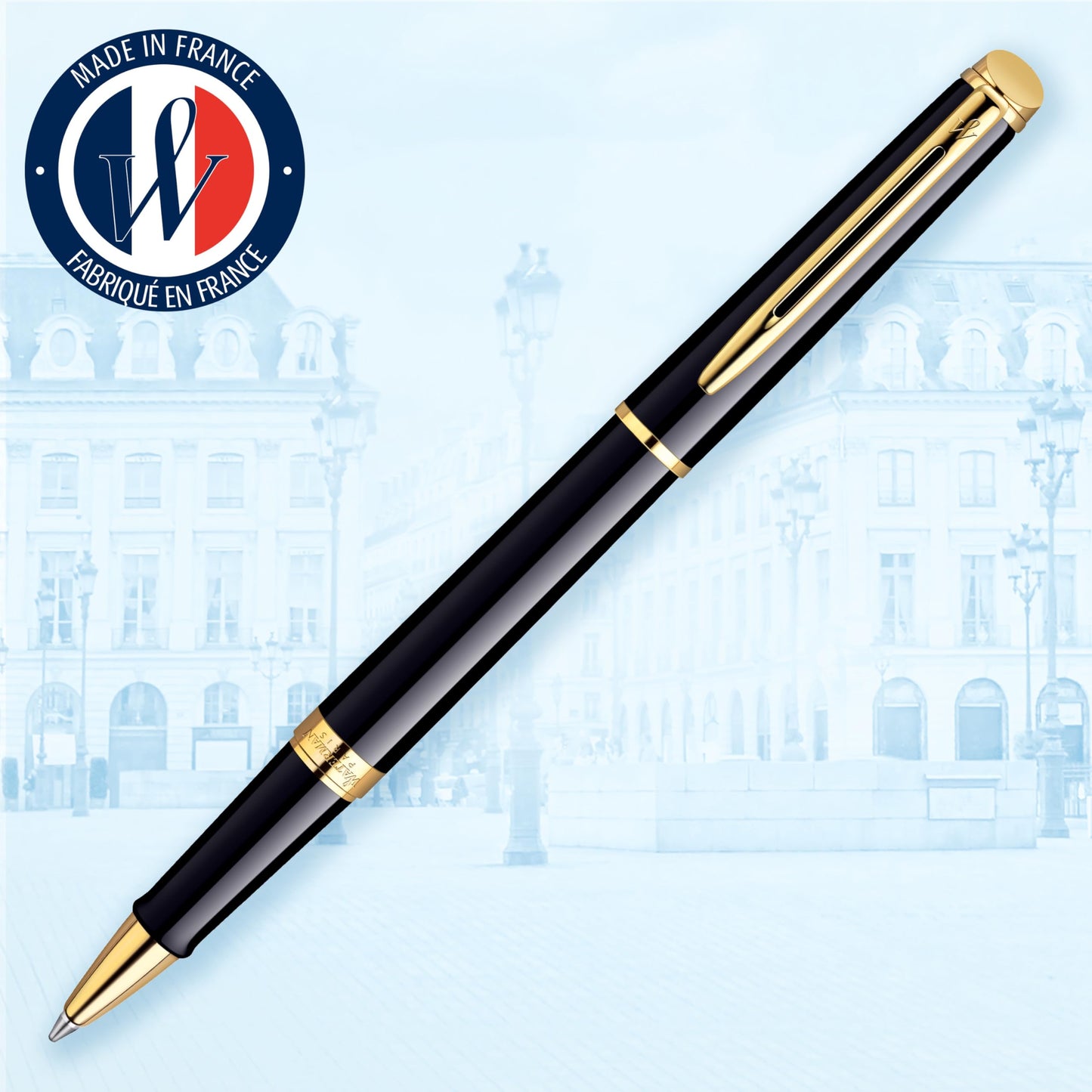 Waterman Hémisphère Rollerball Pen | Gloss Black with 23k Gold Trim | Fine Point | Black Ink | Gift Box