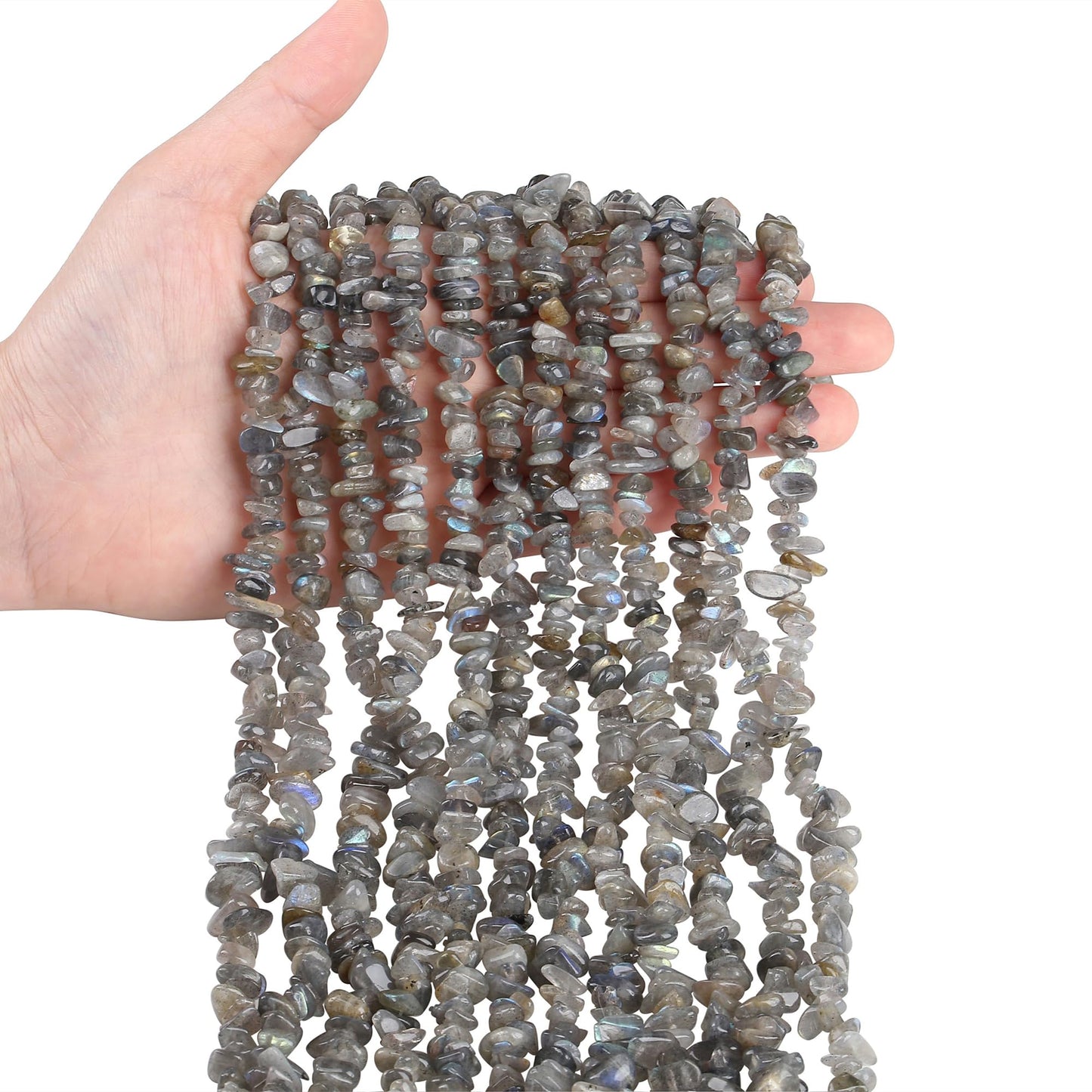 ZHIYUXI 400pcs Labradorite Beads 5-8mm Crystals Gemstones for Bracelet Making Irregular Stone Bead for Jewelry Making Natural Chips Craft 2 Strands