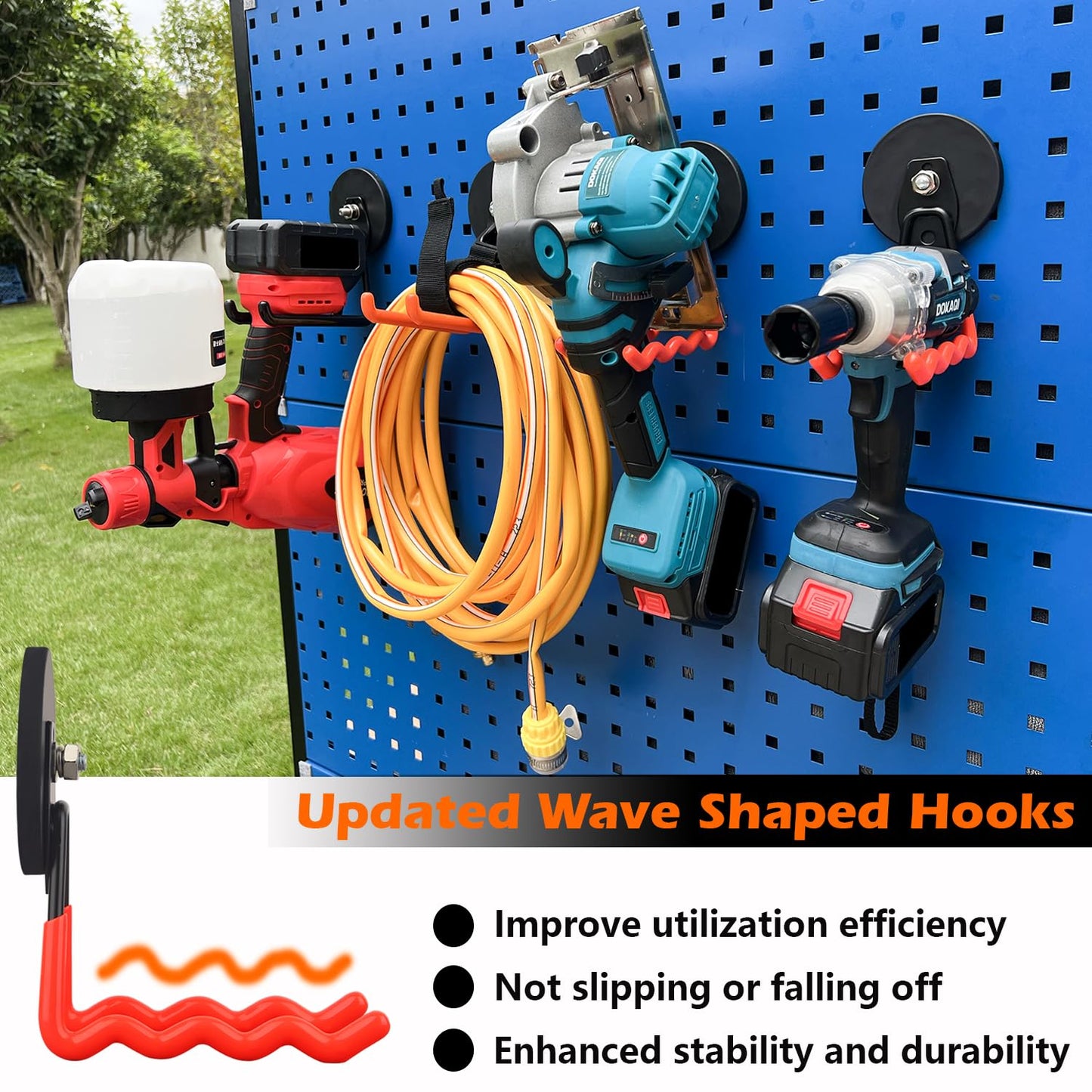 MUTUACTOR 2Packs Large Capability Heavy Duty Magnetic Hooks, Strong Magnet Hooks for Hanging Power Tools, Grill Utensils, Impact Drivers