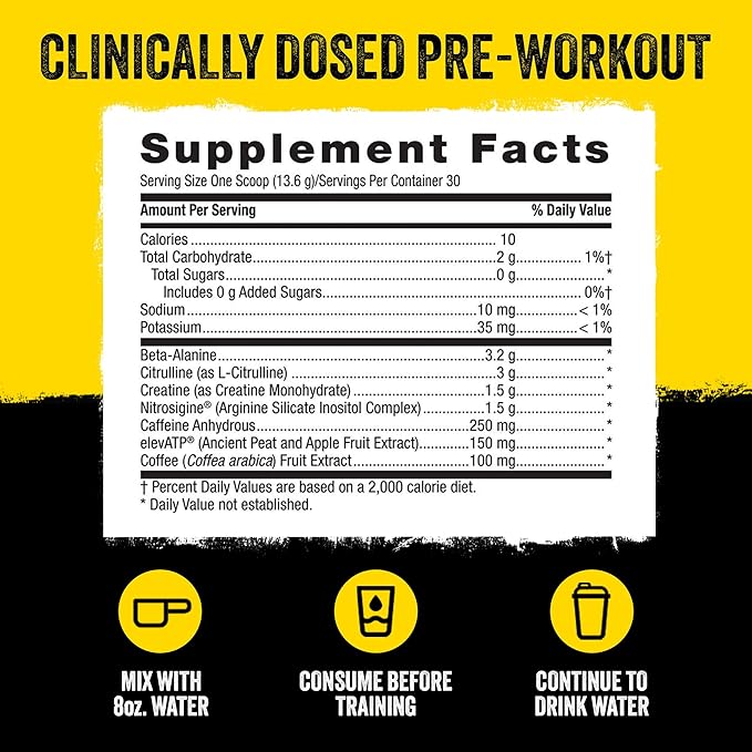 BEYOND RAW LIT PreWorkout Powder Supplement for Men and Women, Energy, Focus, Endurance, Pumps, Nitric Oxide Boost, 250mg Caffeine, Creatine, Beta Alanine, Watermelon, 30 Servings
