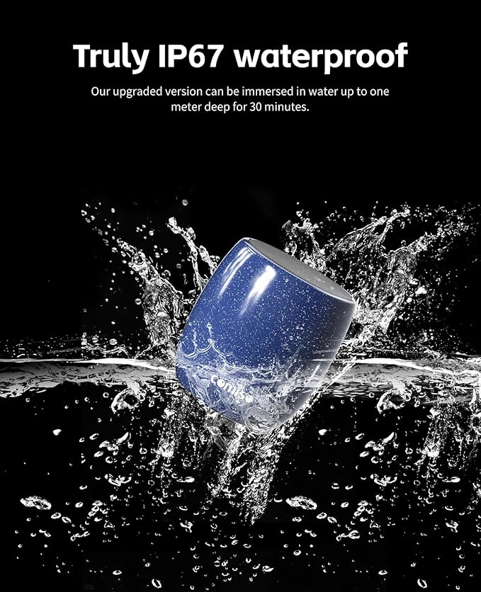Small Speaker, Bluetooth Speaker with 360°HD Stereo Sound and Robust Bass, Mini Speakers with Hands-Free Call, IP67 Waterproof, Portable Speakers for Shower, Room, Car, Trip, Ideal Gift for Men, Women