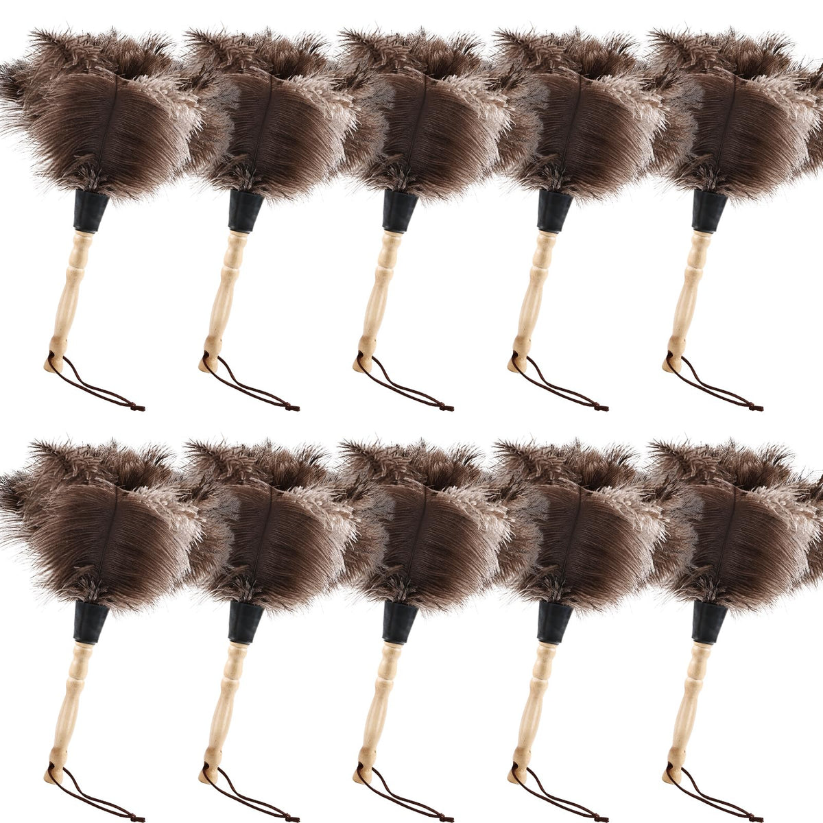 Ostrich Feather Duster 14" Natural Handheld Reusable Feathers Dusters with Wooden Handle for Cleaning Supplies Home Car Office