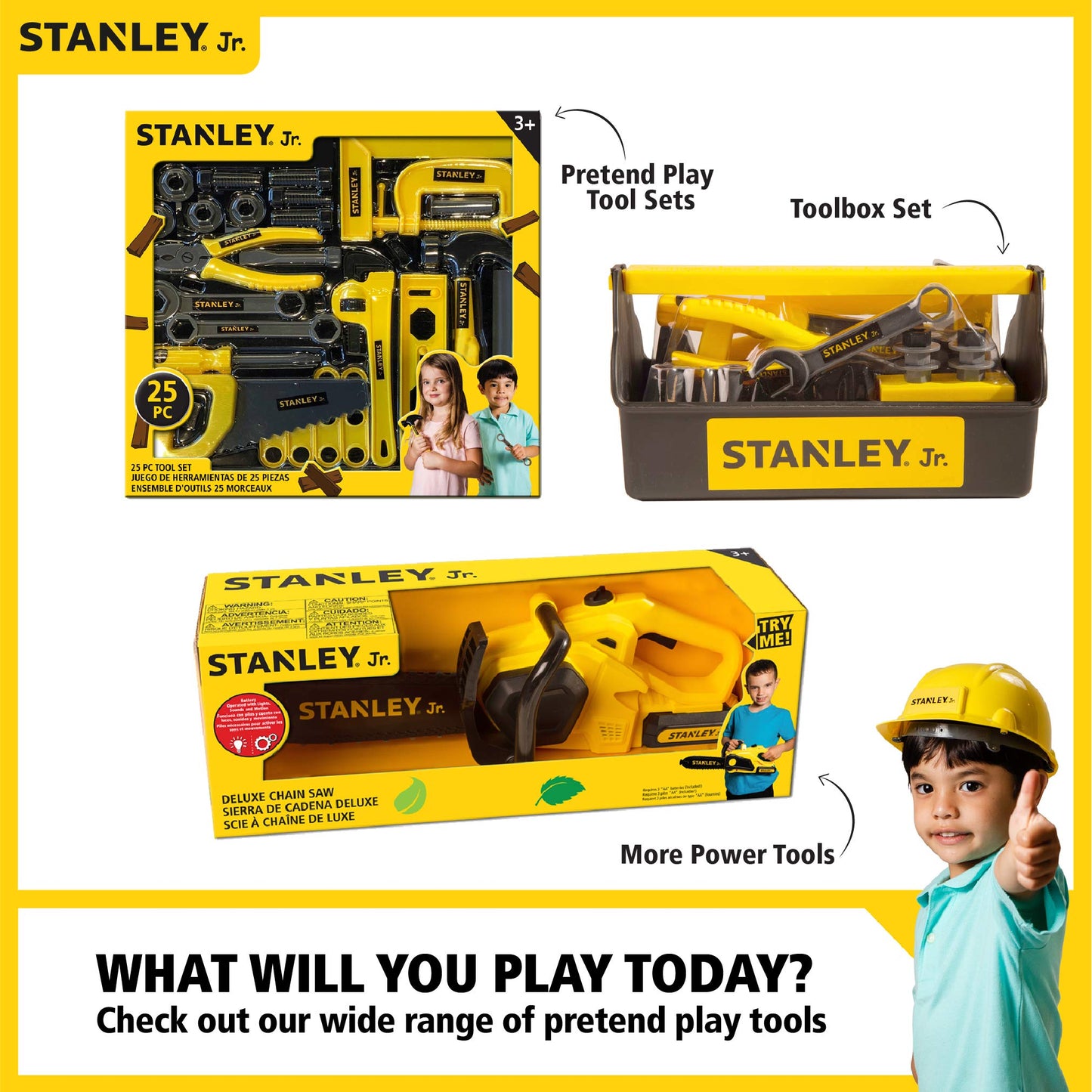 Red Toolbox Stanley Jr. 3 Piece Pretend Play Toolset