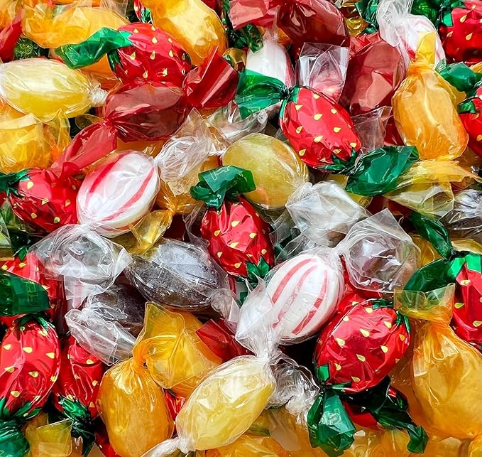 Old Fashioned Mix Hard Candy Assortment - 2 Pound Bag - Individually Wrapped Old School Candy BU- Peppermint, Strawberry, Cinnamon, Butterscotch, and Fruit Flavors
