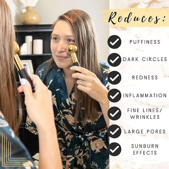 Facial Ice Globes (Set of 2) | Stainless Steel Facial Ice Globes for Face and Eye | Ice Globes for your Face Reduce Redness, Wrinkles | Ice Globes for Facials home & spa | Ice Globe Facial Roller