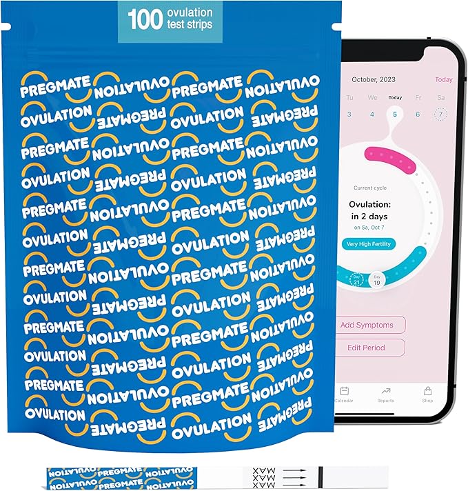 Pregmate 100 Ovulation Test Strips with Numerical LH Result Quantitative Predictor Kit (100 Count)