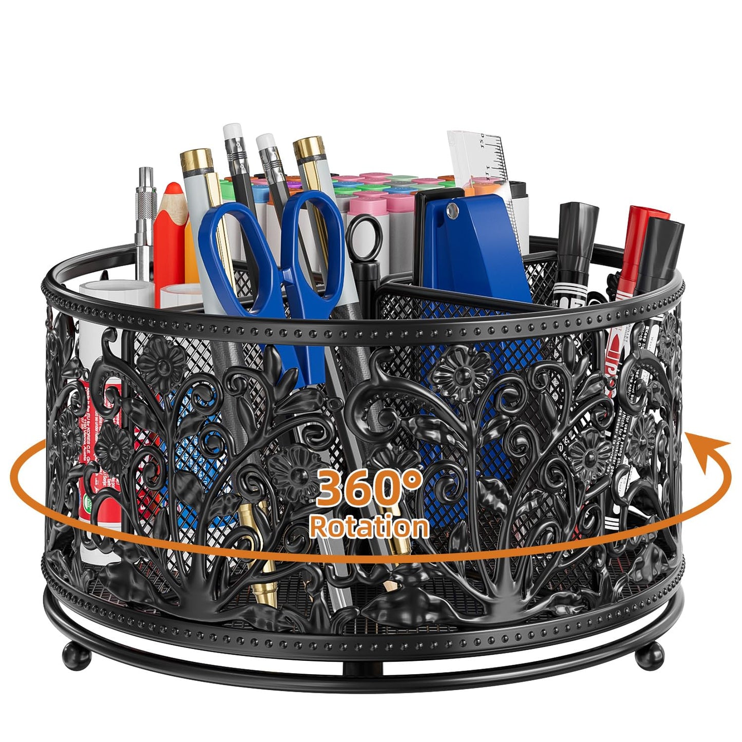 EKNITEY Pencil Holder for Desk - Cute Rotating Pen Organizer Caddy Desktop Storage Stationery Supplies for Office Home Classroom School