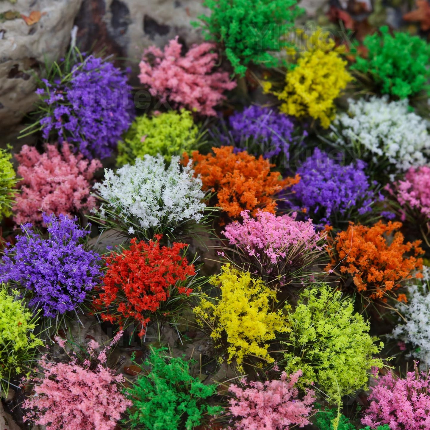 Ylutex 291-Piece 8mm Tall Diorama-Flowers-Grass Point Leaf Miniature Static-Grass for Model-Train-Scener Wargaming-Terrain ，Dioramas & DIY Crafts