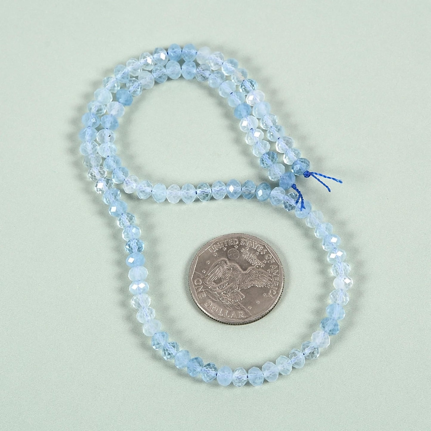Aquamarine 6mm Gemstone Faceted Rondelle Loose Beads DIY Jewelry Making Beads 16 Inch