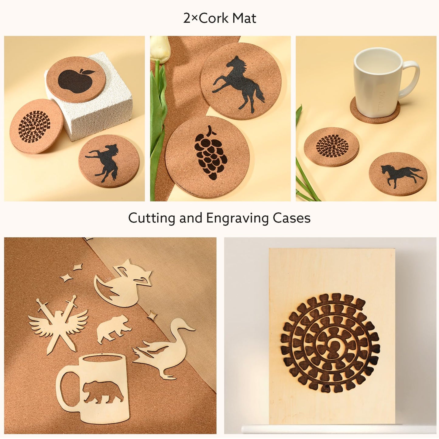 MiniStarCut 80 PCS Laser Materials Exploration Kit, DIY Laser Engraving Supplies Including Metal, Wood, PU Leather, Paper, Rock