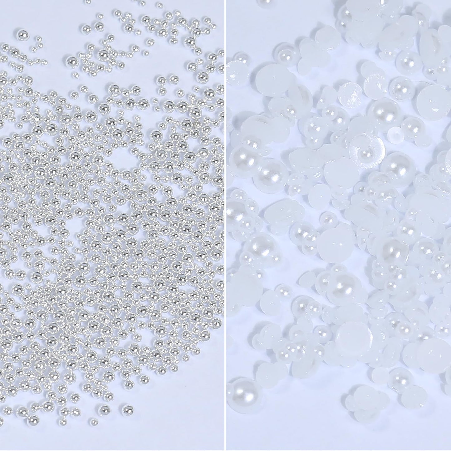 Nail Rhinestones - 3D Multiple Shape Size Gems, Champagne Gold, Manicure Beads, Pearls, Flatback Crystals Rhinestones, with Kit, for Nail Art Decor