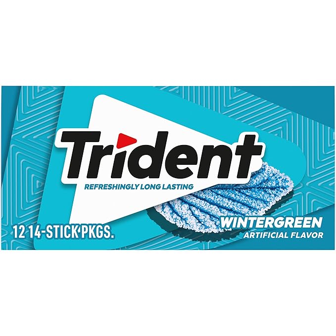 Trident Wintergreen Sugar-Free Chewing Gum, 12 Packs of 14 Pieces (168 Total Pieces)