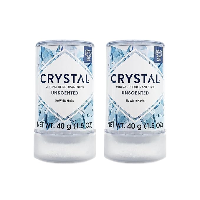 CRYSTAL™ Travel Stick Mineral Deodorant - Unscented Body Deodorant With 24-Hour Odor Protection, Non-Staining & Non-Sticky, Aluminum Chloride & Paraben Free, 1.5 FL OZ – (Pack of 2)