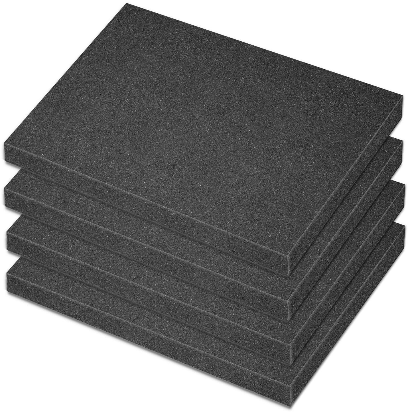 Polyurethane Foam Padding, 4 PCS 16 x 12 x 0.5 Inch Black Soft Cuttable Packing Foam Inserts for Cases, Furniture, Automotive and Packaging