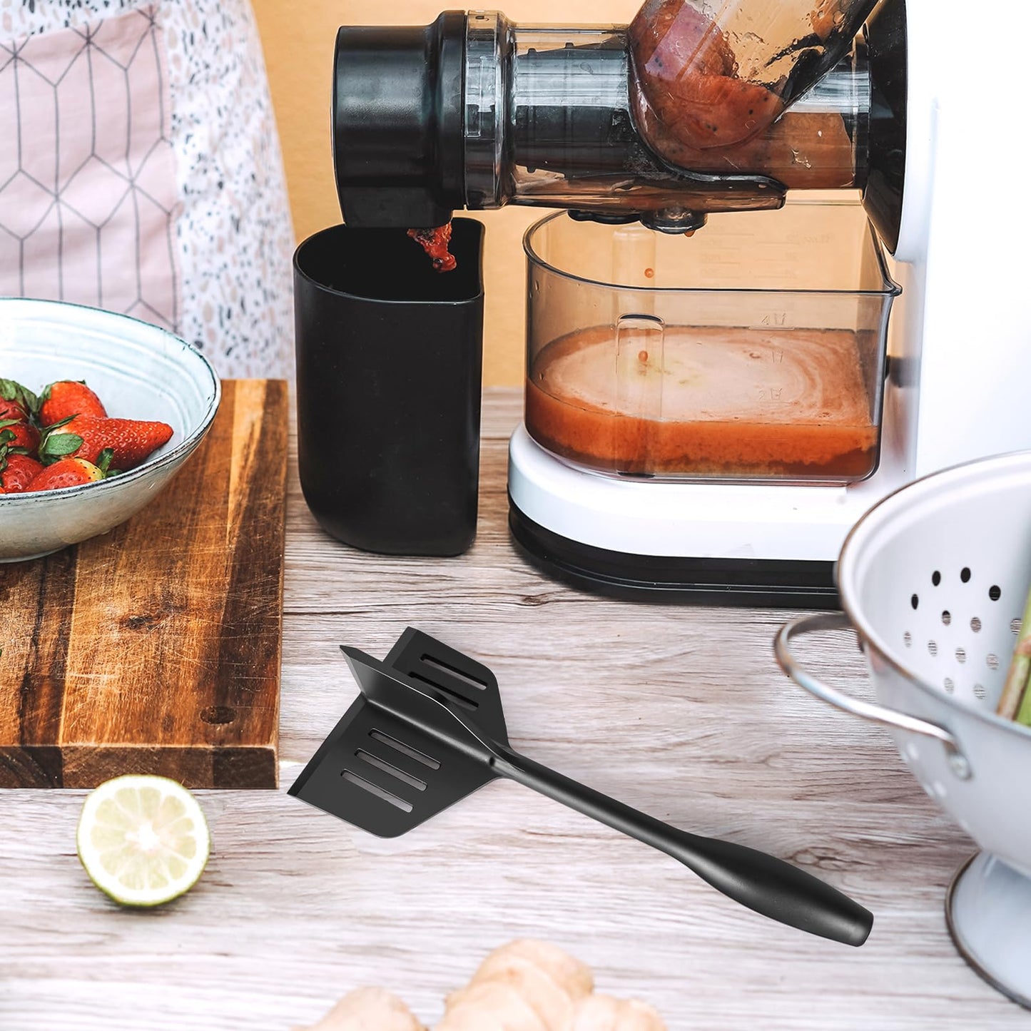 YHBARK Professional Heat Resistant Nylon Meat Cut, Spatula and Meat crusher Double Function, Potato Masher，Non-scratch Utensils，Good Grips Ground Meat Chopper,Black