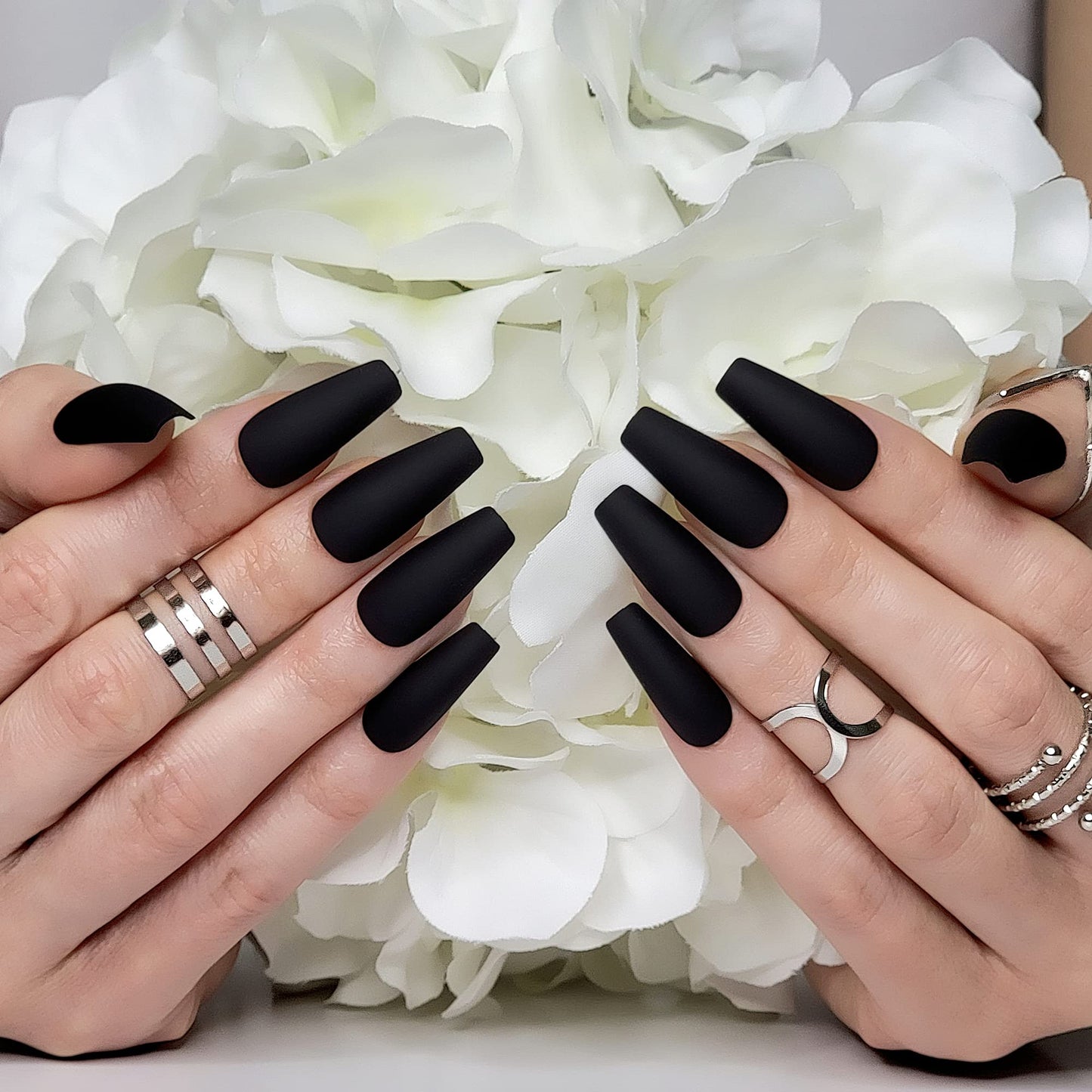 Hypnaughty Press On Nails - Pink Fantasy & Noir Coffin, Trendy & Salon Quality Reusable Nails With Kit