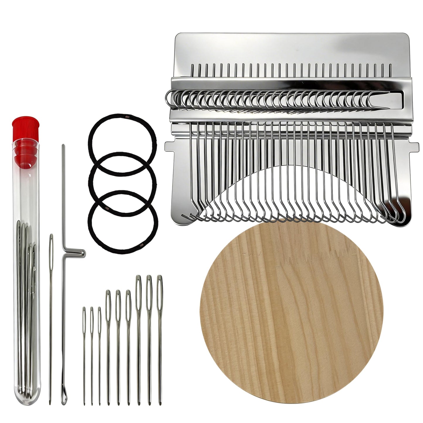 Posyra Darning Loom Kit, Small Knit Patch Maker Tool for DIY Visible Mending of Jeans, Socks & Sweaters, Needle Weaving Sewing Craft Set for Beginners Adults(28 Hooks)