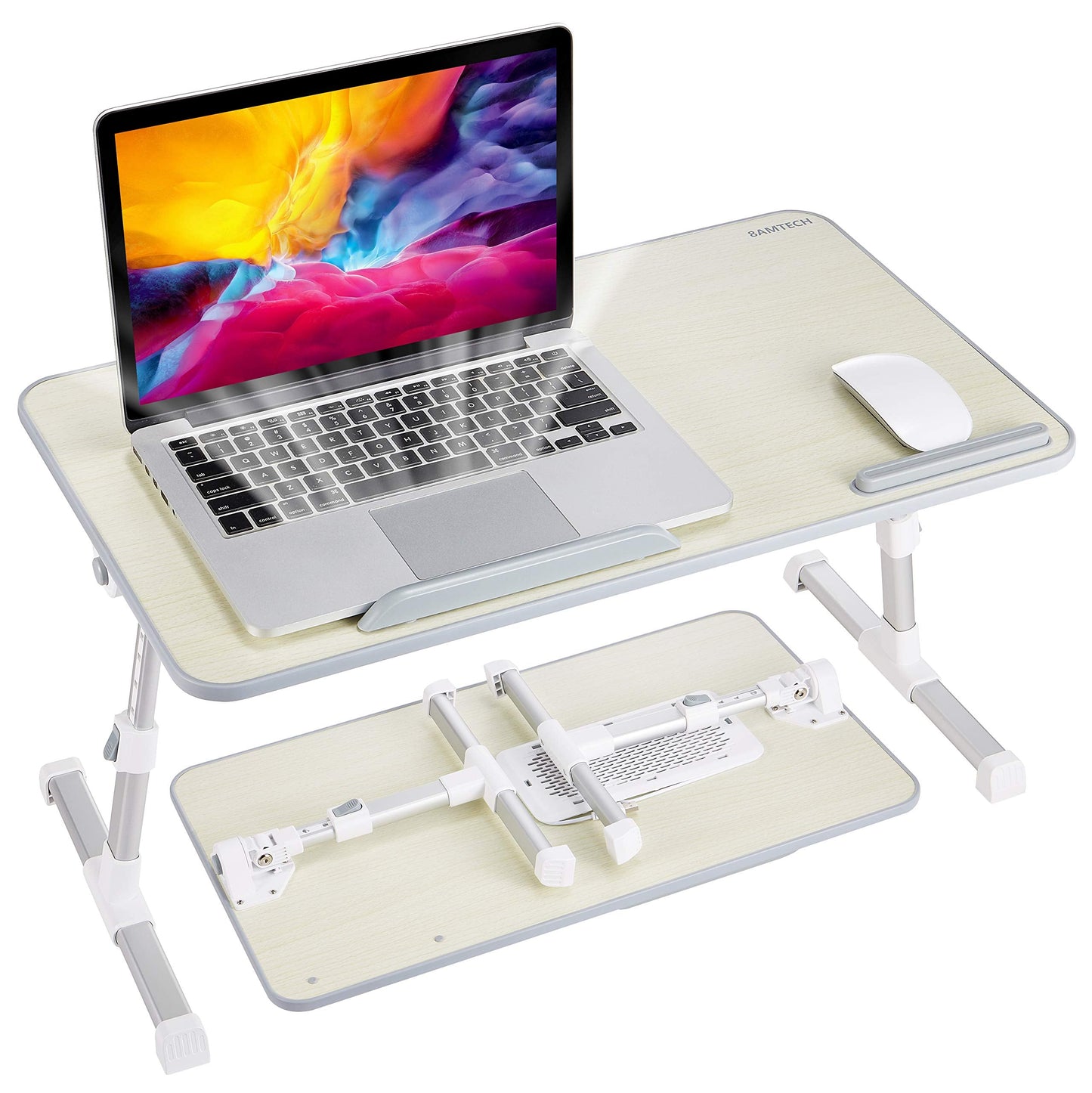 Lap Desk for Laptop, 8AMTECH Ajustable Lap-top Table with Cooling Fan Office Desk for Laptop, Working, Reading, Writing, Drawing and Eating in Bed Sofa Floor Couch