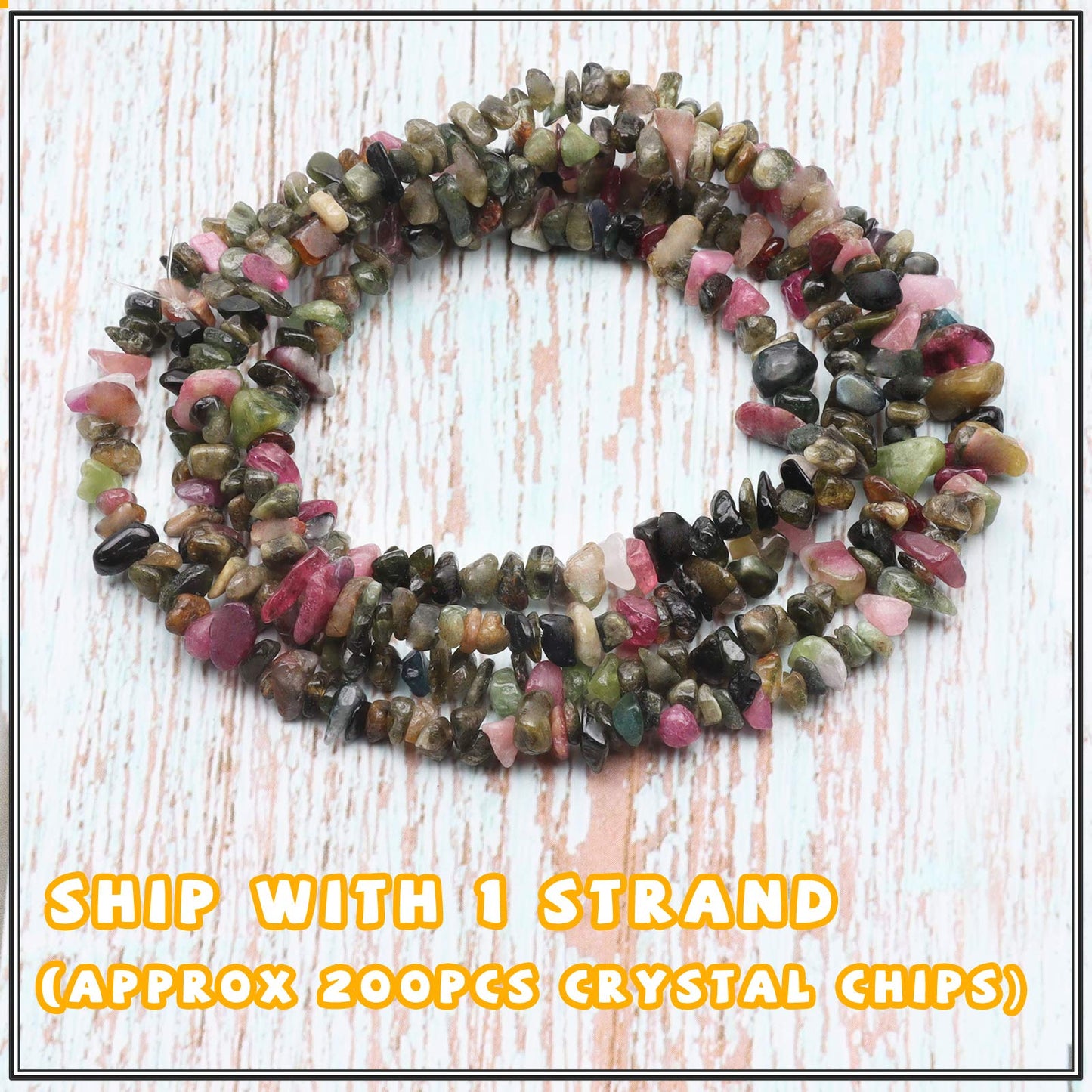 500 pcs Natural Chip Stone Beads, Tourmaline 5-8 mm Irregular Gemstones Healing Crystal Loose Rocks Bead Hole Drilled for Jewelry Making Bracelet