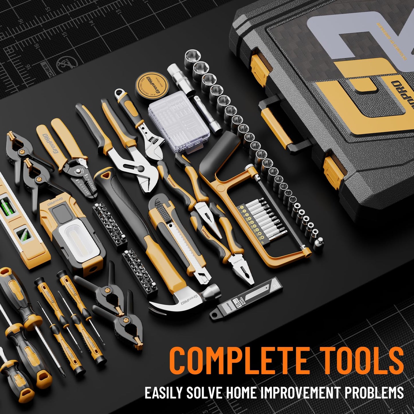GRENPRO 239PCS Tool Set Tool Kit For Home, Basic Household Automotive Motorcycle Car Tool Kits, Portable Plastic Mechanics Tools Boxes Sets With Organizers And Storage Case For Men Women All Purpose