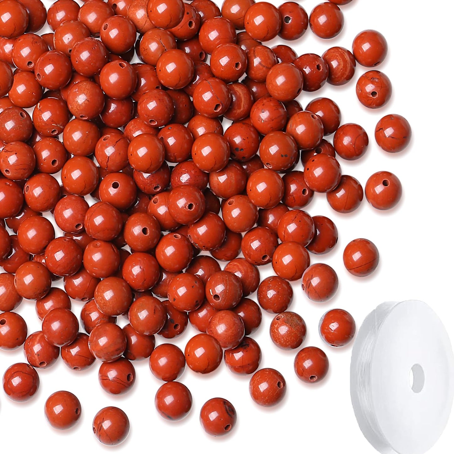 NUKAYAI Natural Red Jasper Beads 100Pcs 8mm Crystal Beads Loose DIY Round Stone Bead for Bracelet Necklace Earrings Makingrrings Making