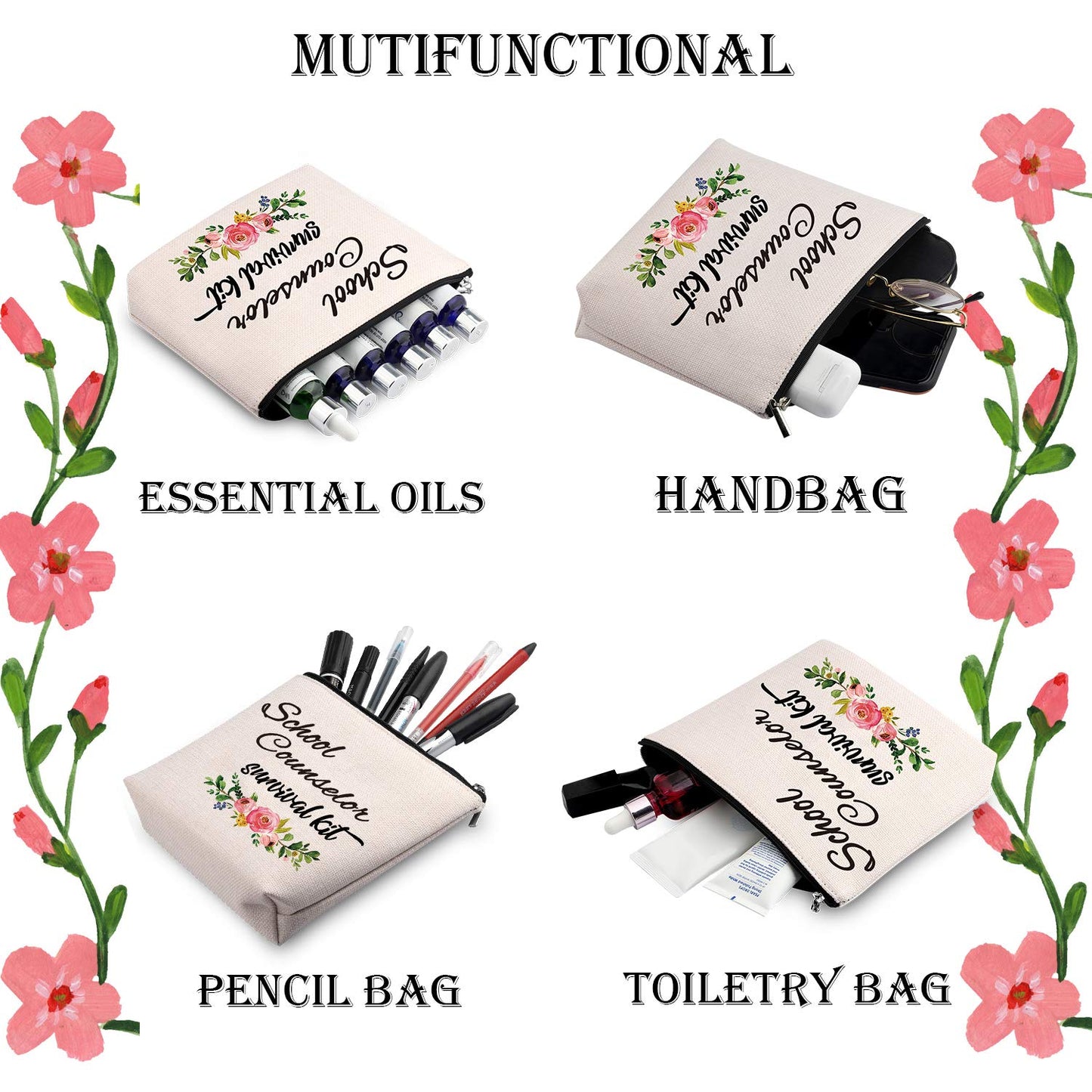 Generic WCGXKO School Counselor Gift Counselor Survival Kit Portable Travel Accessories Toiletry Bag Makeup Bag Talk Less Smile More