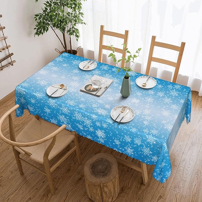 YCness Winter Christmas Snowman Tablecloth, Christmas Tree Cartoon Gift Watercolor Snow Nature Seasonal Decoration Table Cover for Dinner Birthday Holiday Party Kitchen Colorful Red White 60x110 Inch