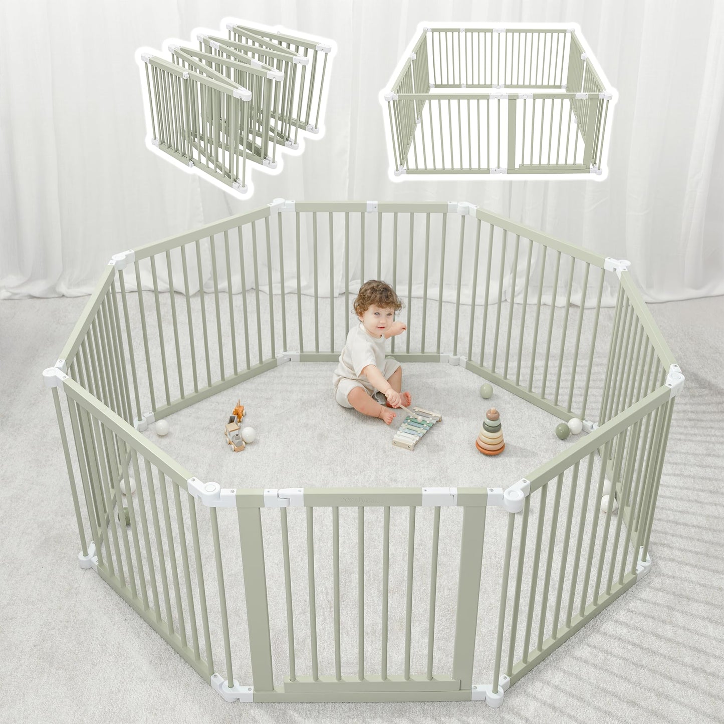 Comfy Cubs Stacking Rocks and Baby Gate Playpen Bundled