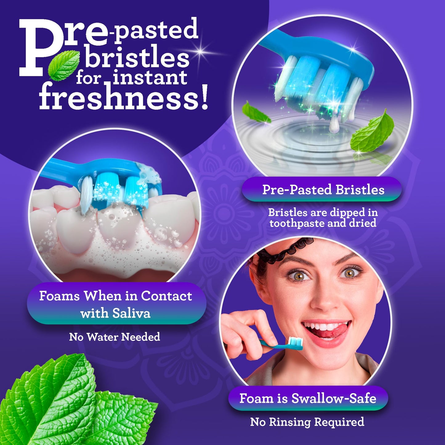 GuruNanda Ready-to-Go Disposable Mini Travel Toothbrush - Butter on Gums Softex Bristles, Prepasted Toothbrush & Toothpick - Fluoride-Free, No Rinsing Needed, Individually Wrapped, 70 Ct