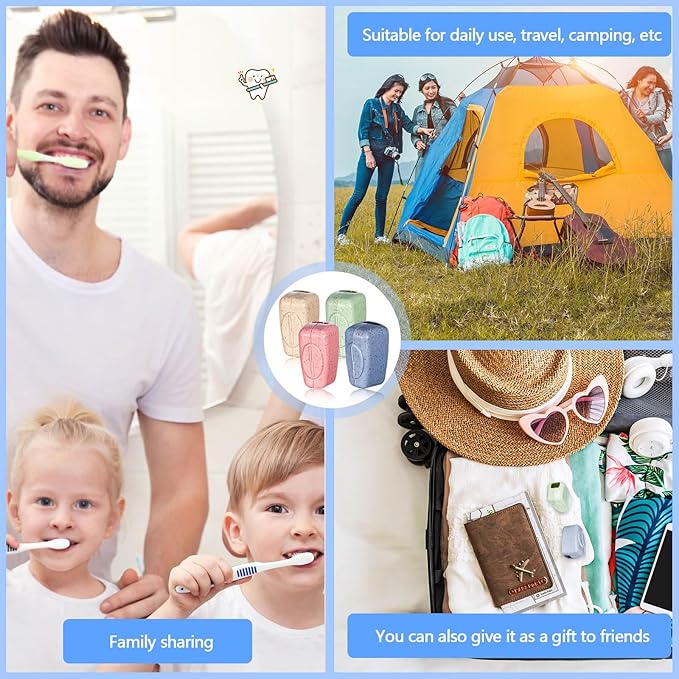 400 Pack Toothbrush Covers Portable Toothbrush Protector Coverings Clips Toothbrushes Caps Protector Family Toothbrushes Case for Travel, Camping, Bathroom(4 Colors)