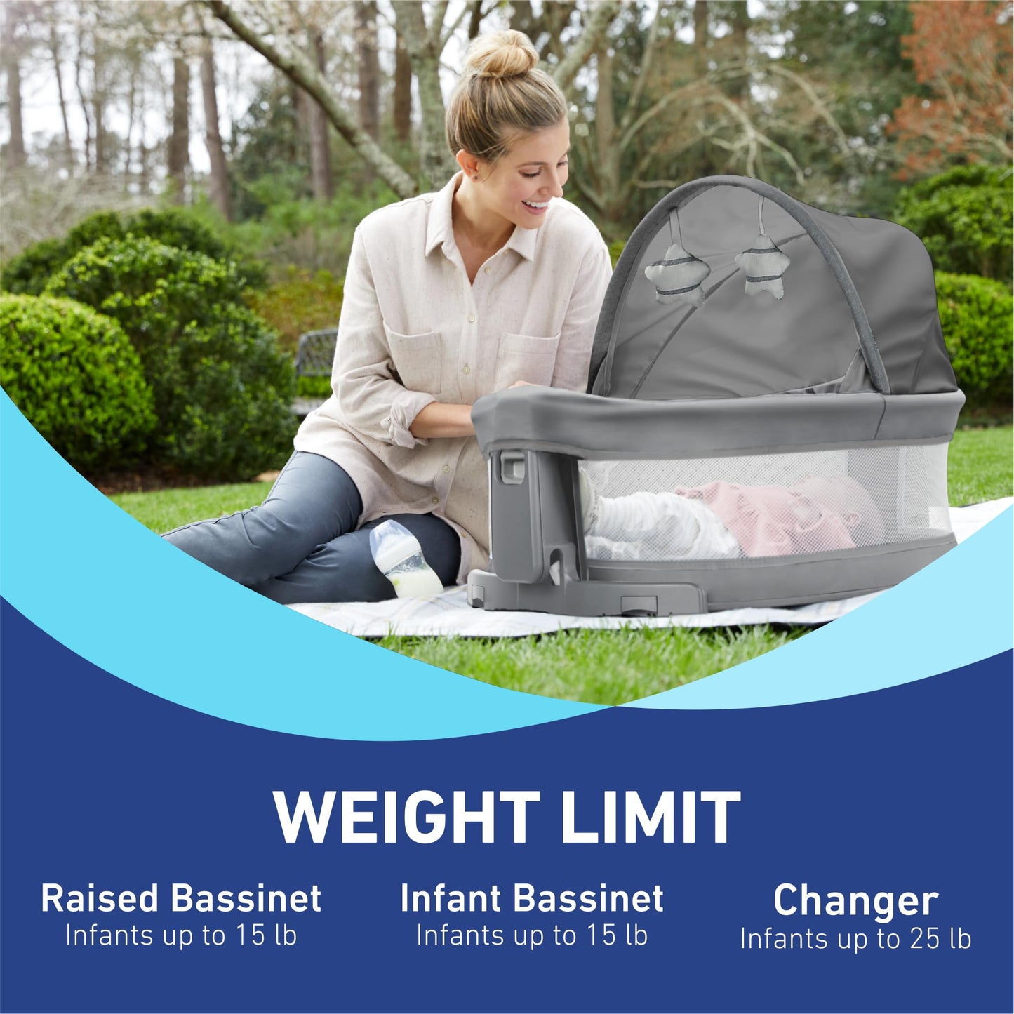 Graco® Pack n Play Dome LX Playard with Baby Bassinet Lightweight Portable Crib Push-Button Fold Travel Crib Redmond Convertible