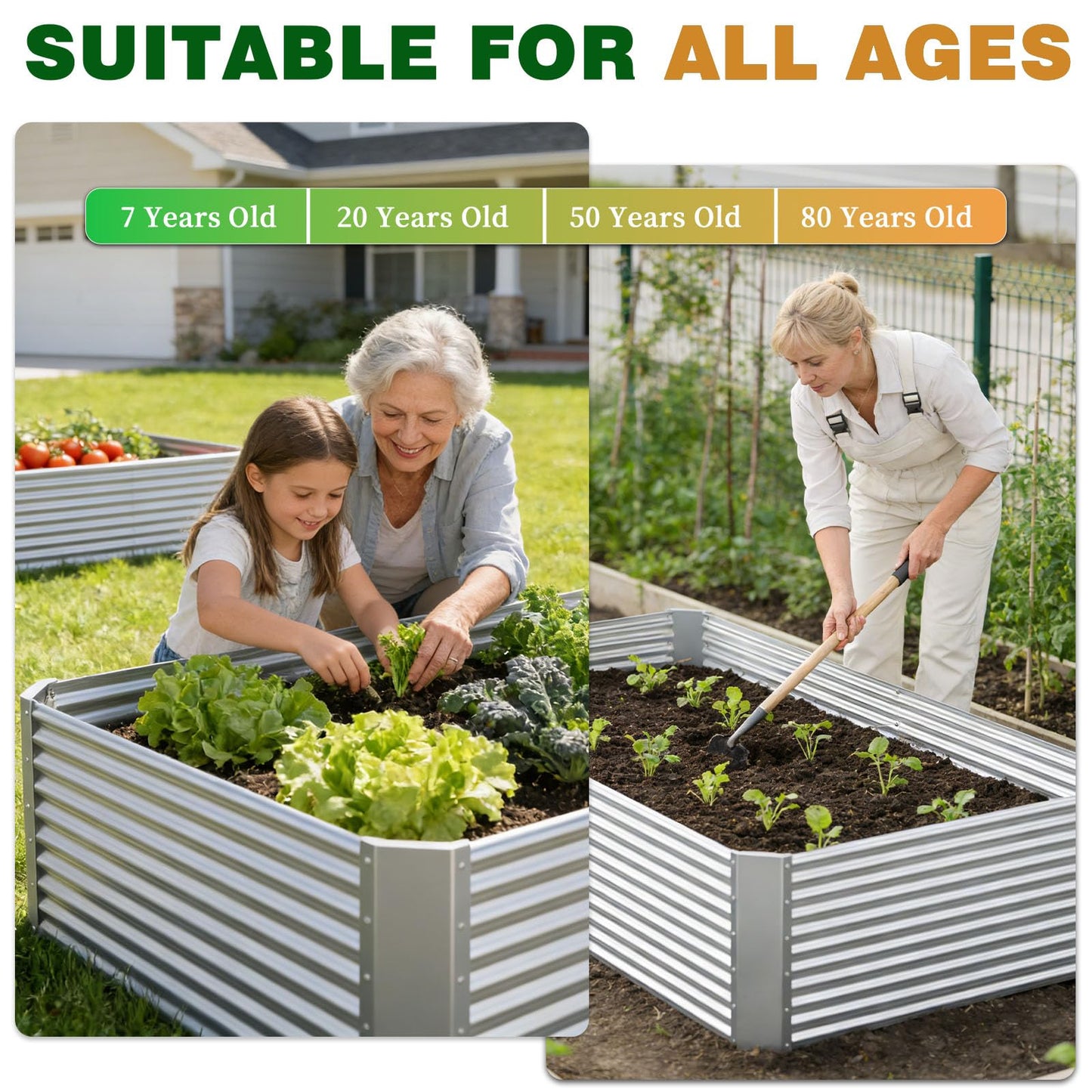 Annzoe 4 Pcs 6 x 3 FT Galvanized Steel Raised Garden Bed, Large Metal Planter Box with Rustproof Finish, Easy Assembly Outdoor Garden Box for Vegetables & Herbs