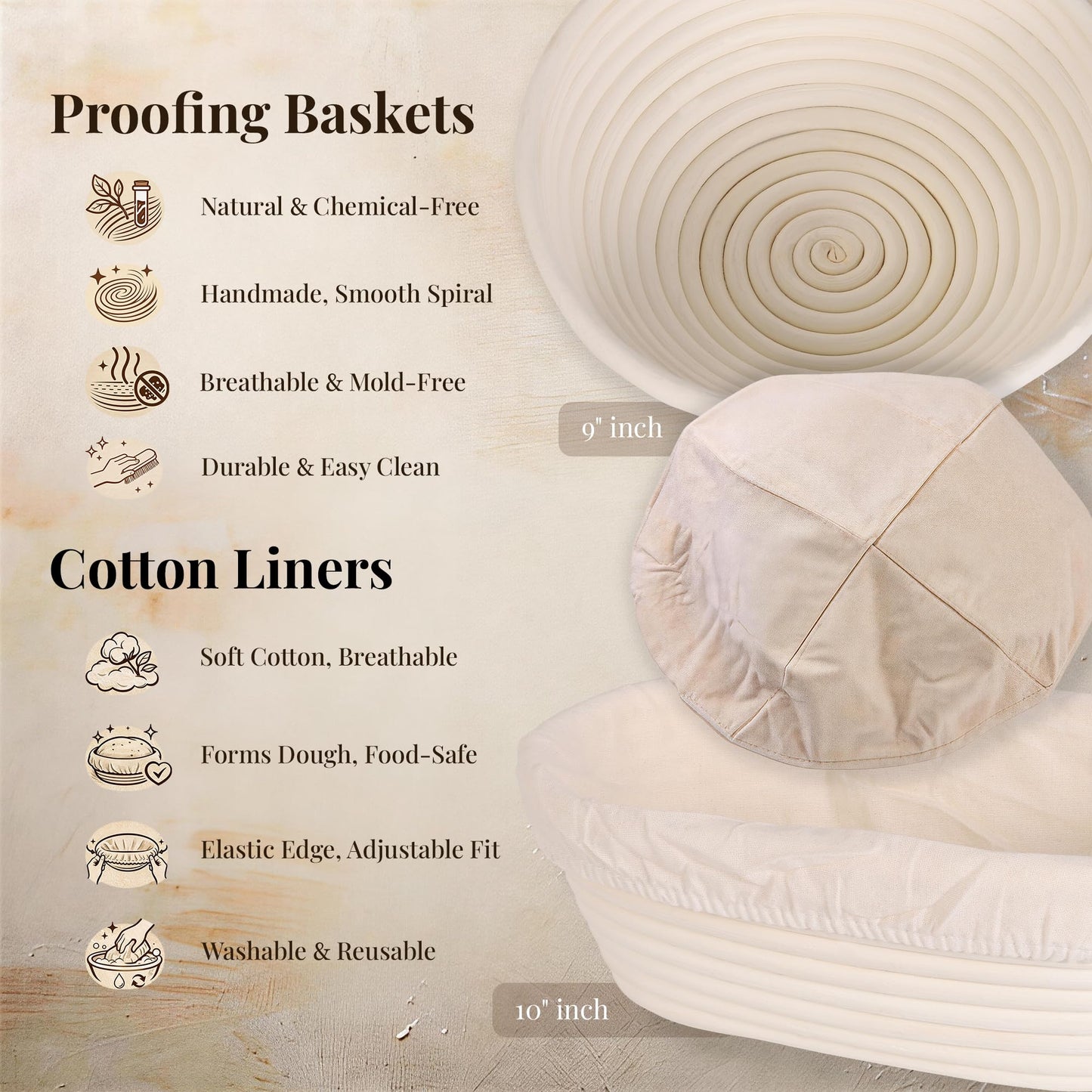 sixiangLC Sourdough Starter Kit, 23-Piece Bread Baking Set with Banneton Proofing Baskets Round & Oval, Starter Jar, Lame, Dough Whisk, Scraper & Sling - Sourdough Baking Supplies Gift for Beginners