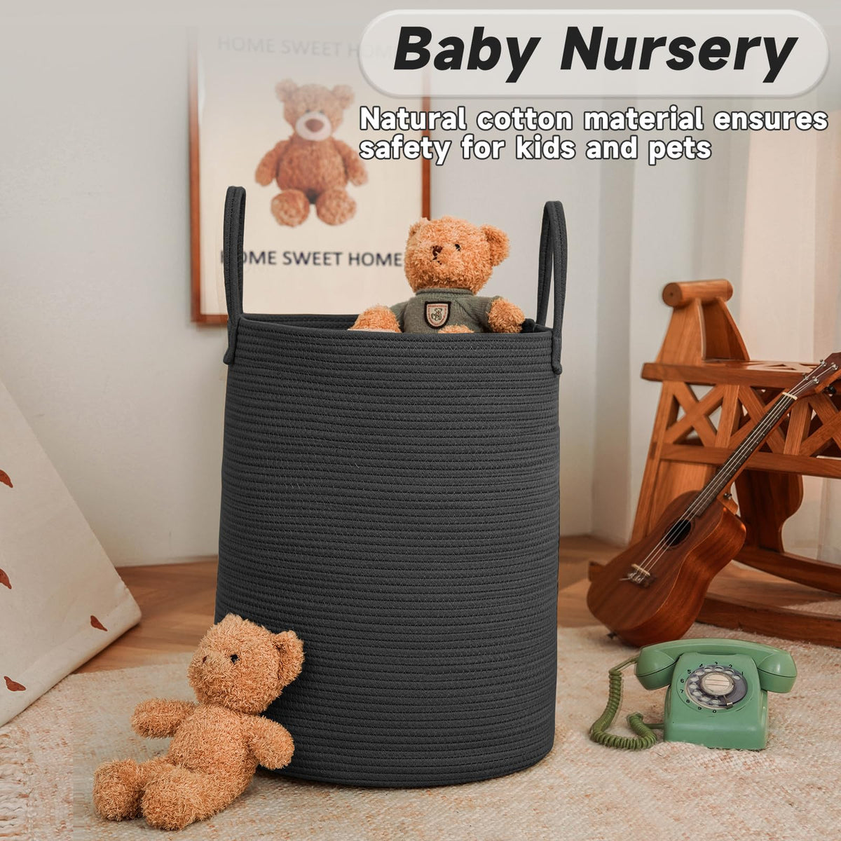 100L Cotton Rope Laundry Basket Hamper