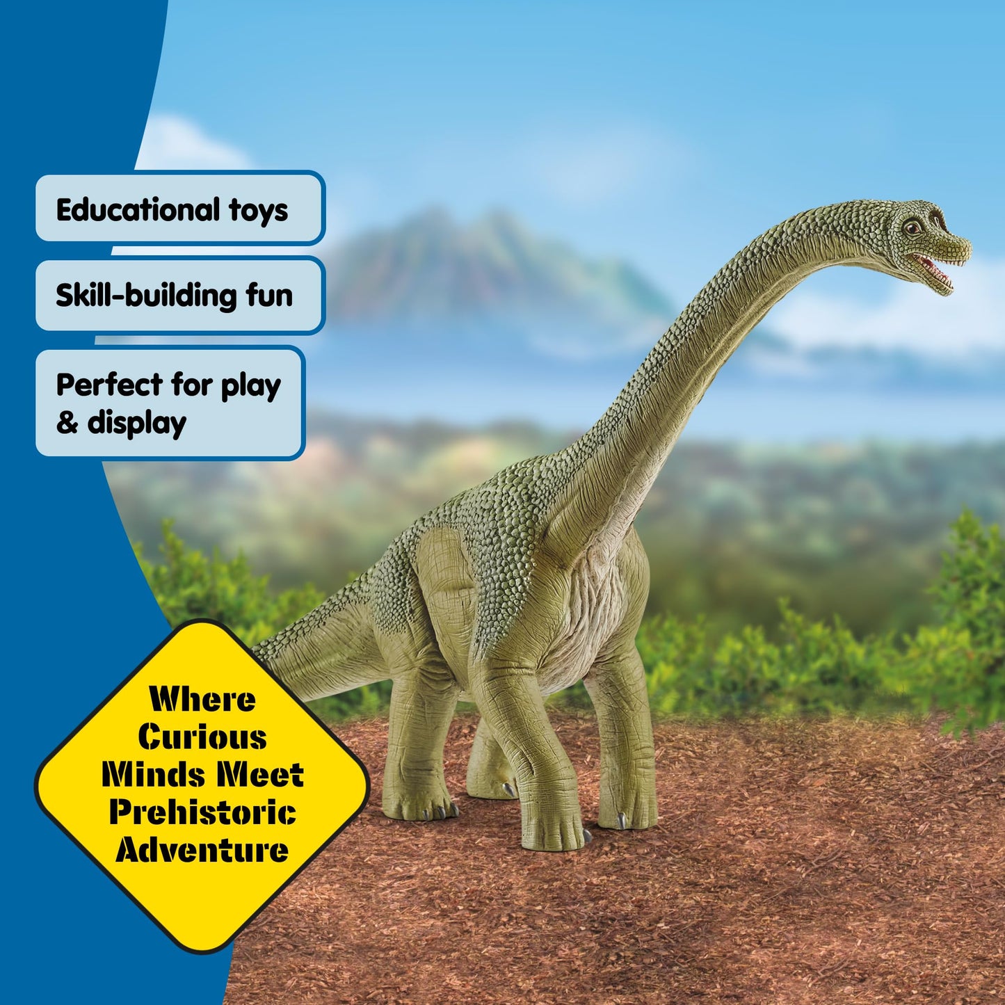 Schleich Dinosaurs - 9.5" Brachiosaurus - Realistic, Durable Green Dinosaur Toy - Educational Fun Long Neck Dino Figurine for Boys and Girls - Montessori Figures for Kids Ages 4+ | 14581