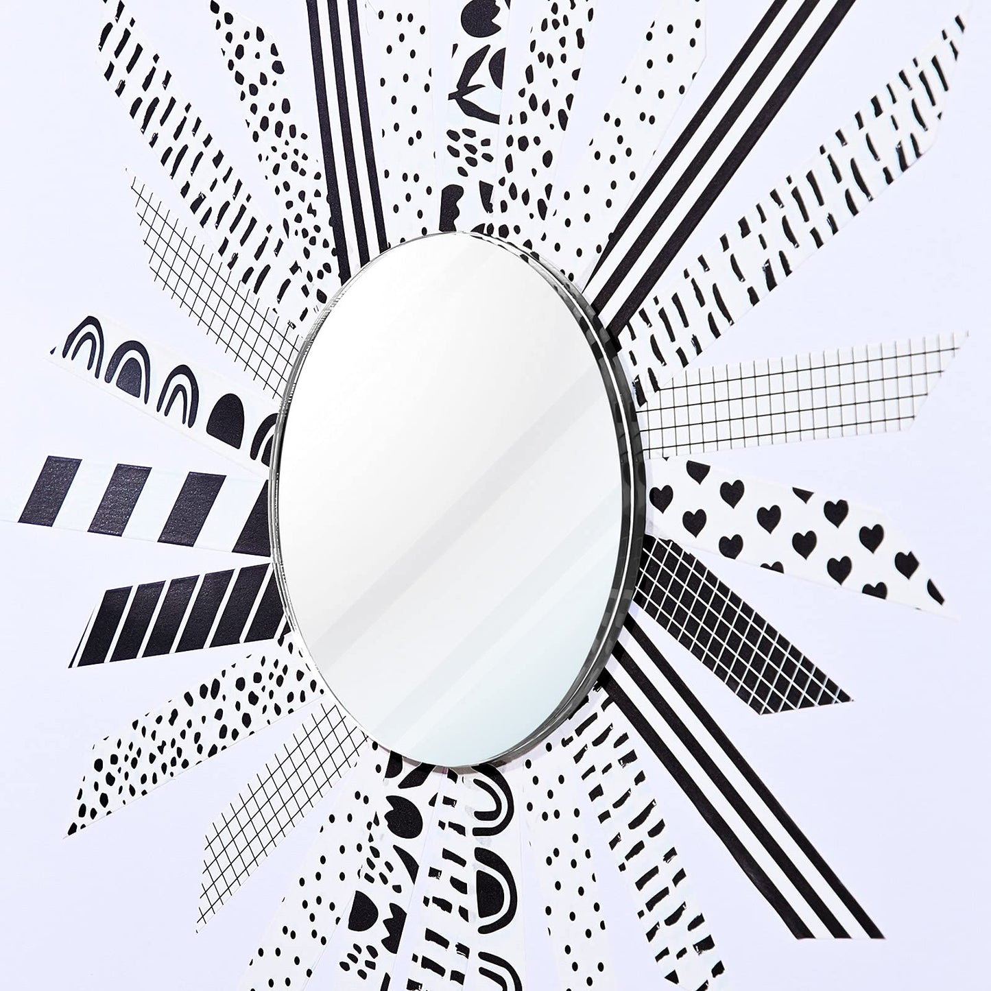 Outus 12 Rolls Washi Tape Set Black White Paper Thin 15 mm Wide 7 Meters Long Decorative Craft Adhesive Masking Tape Washi Tape Black White Strip for DIY Wrapping Decoration (Stylish Style)