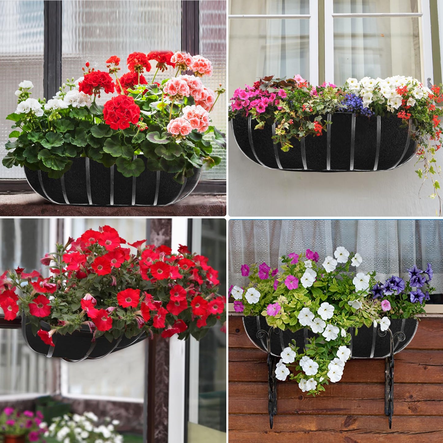 2PCS 30 Inch Window Box Liner Fabric Planter Basket Liner Trough Planter Insert Liner Black Hanging Flower Basket Liners Non-Woven Felt Plant Liner for Planters Fence Garden - Avoid Bird Nesting
