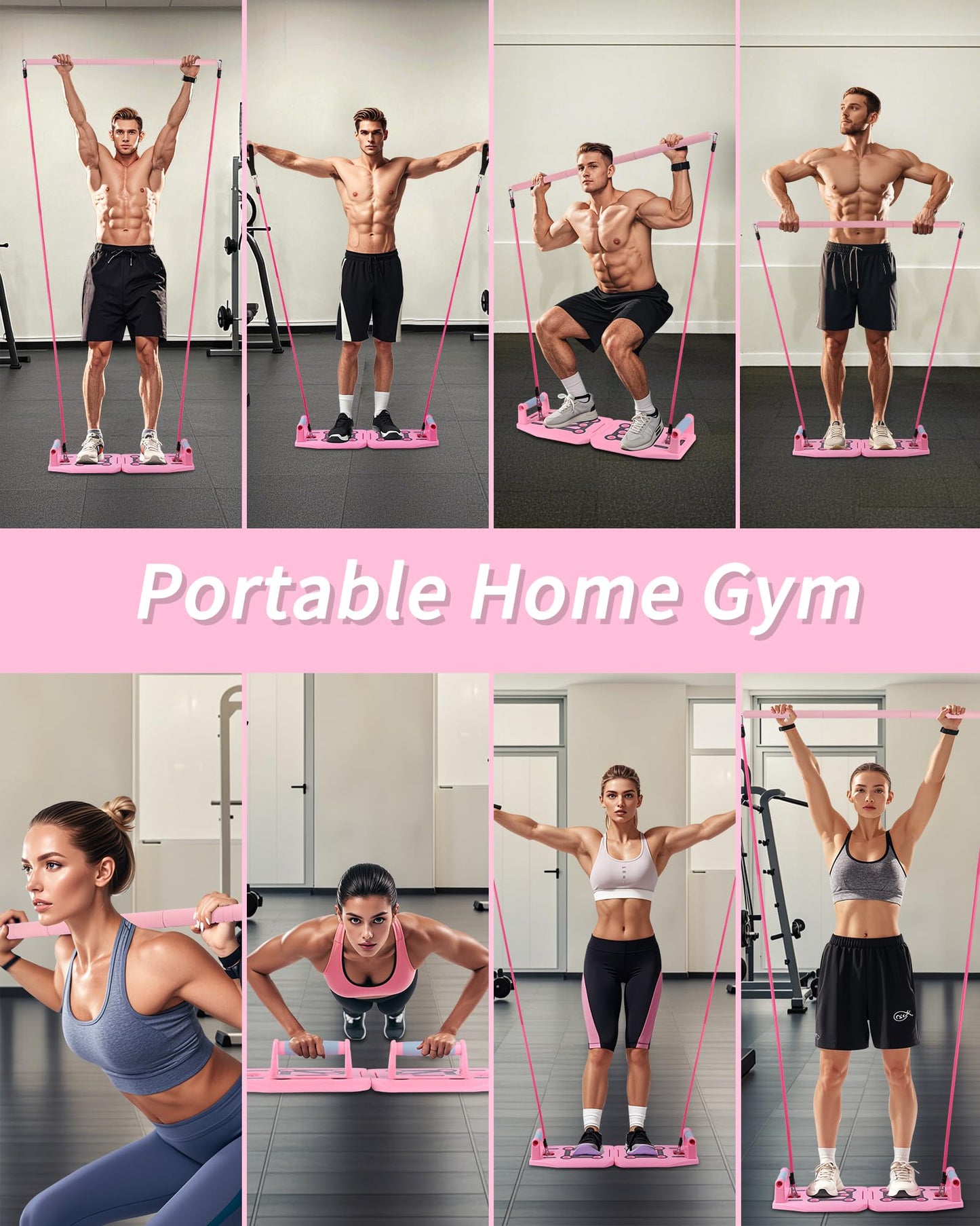 LAKXSF Work out Push up Board for Home Gym, Pilates Workout Exercise Resistance Band Set with Handles, Pushup Board Gift for Men and Women, Essential Shoulder Strength Training Goods Equipment Kit
