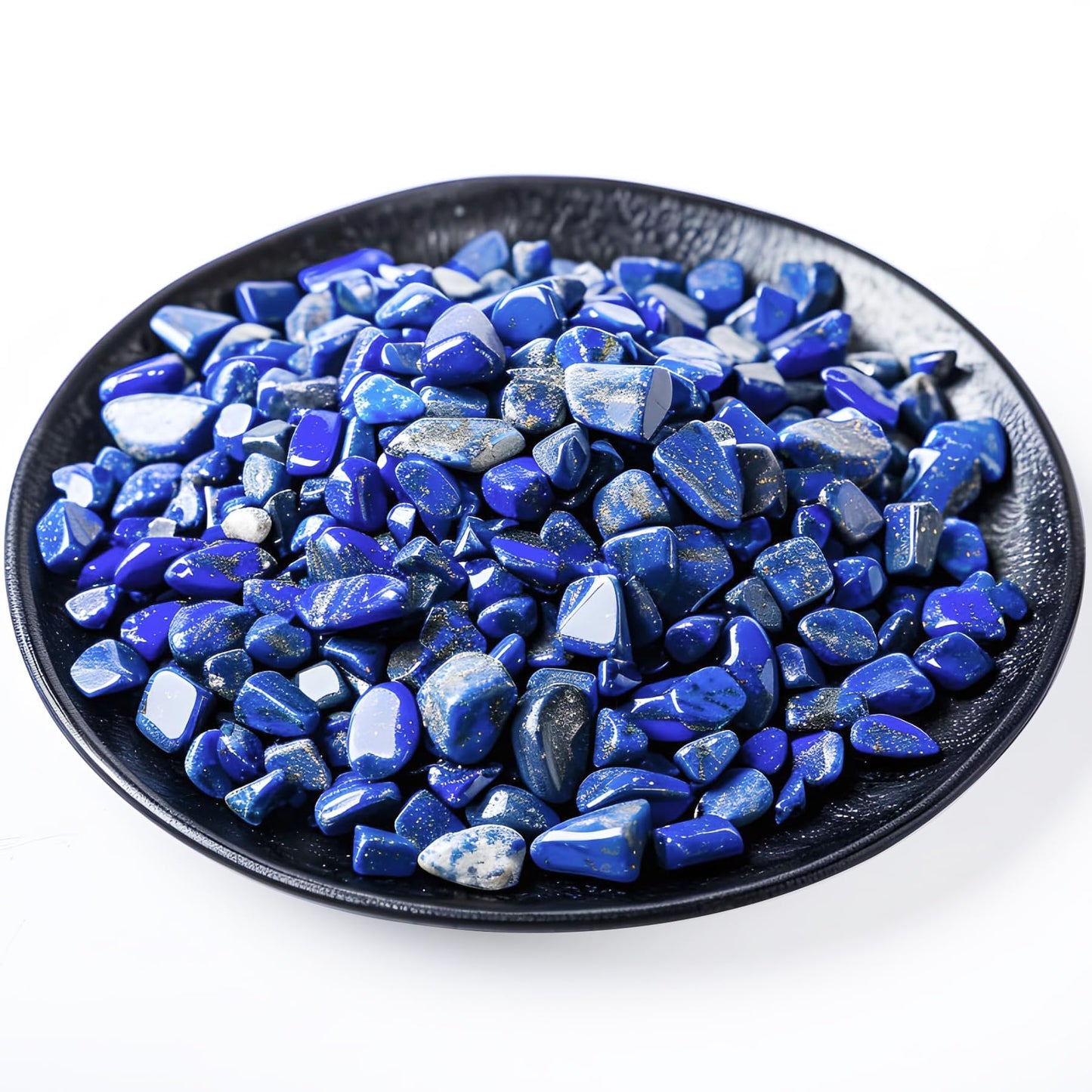 SigMntun Polished Lapis Lazuli Crystal Chips 200 Pcs - 0.3" 10 oz Small Tumbled Stone Chips Crushed Sea Glass Stones Healing Reiki Crystal Home Decoration Indoor Fountain