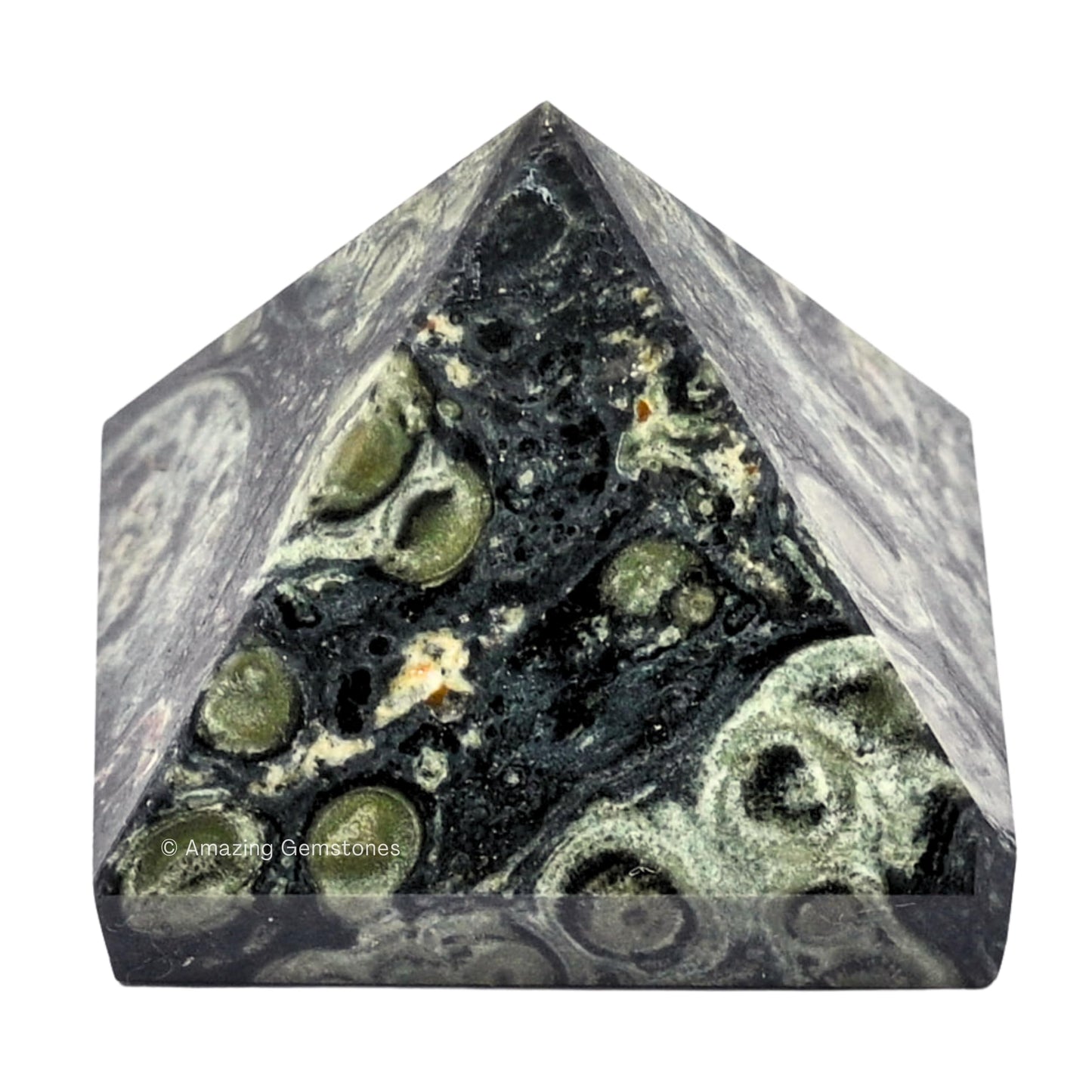 Kambaba Jasper Pyramid Crystal Healing Stones - 1.5" Great Pyramid Figurine of Natural Stone Pyramid for Meditation, Reiki, Chakra Balancing and Crystal Pyramids Grid