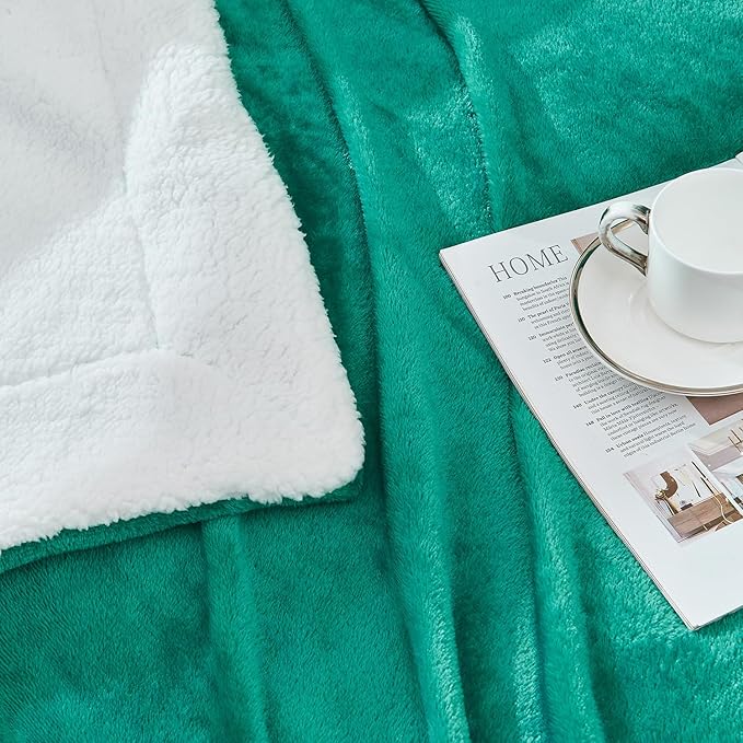 SOCHOW Sherpa Fleece Throw Blanket, Double-Sided Super Soft Luxurious Plush Blanket Throw Size, Malachite Green, 50x60 inches
