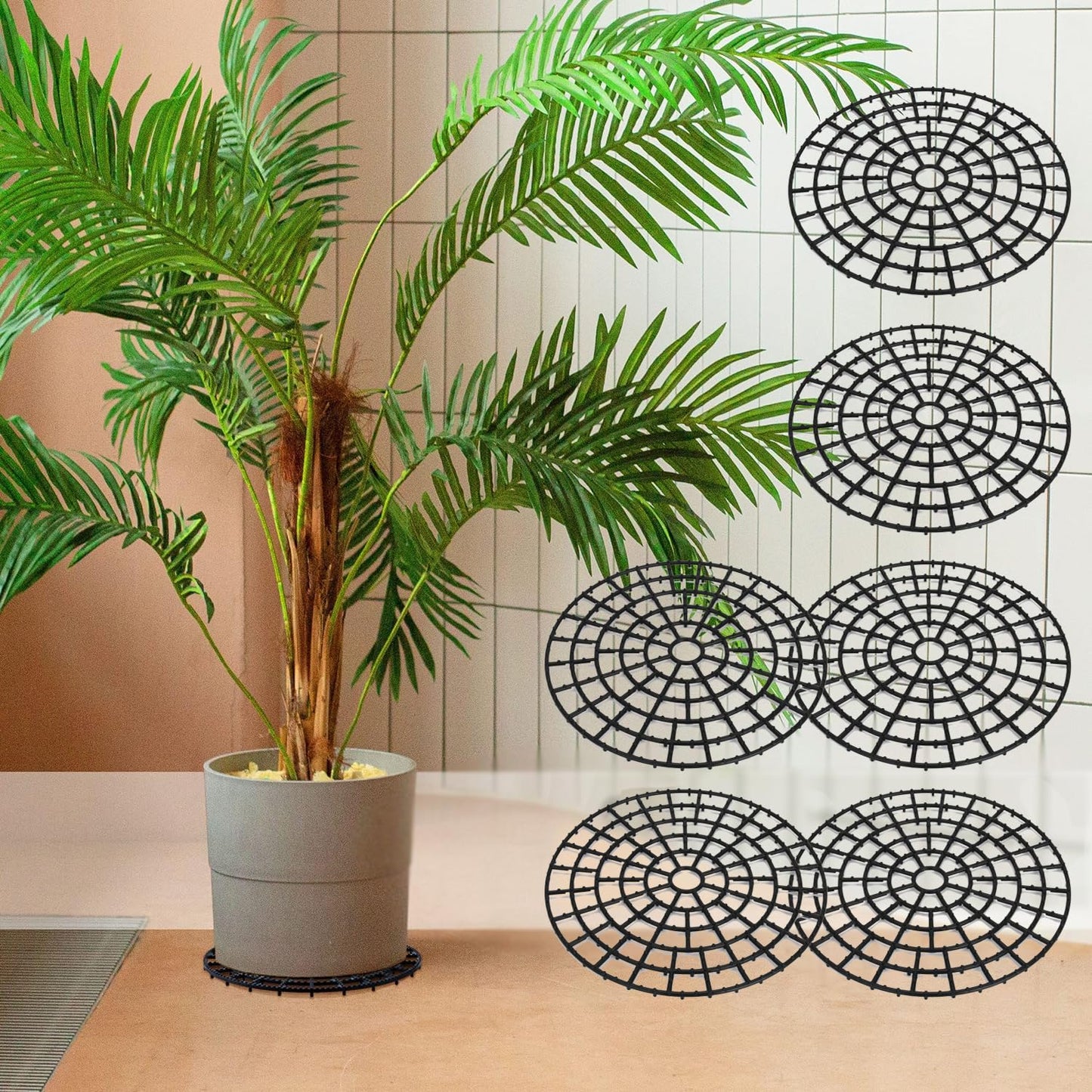 WISHDIAM Plant Riser 6PCS, Flower Plant Stands, 12 inches Patio&Deck Floor Protector, Adjustable Heavy Plant Riser, Deck Planter Plant Coaster, Plant Trivet for Indoor, Outdoor, Airflow and Drainage