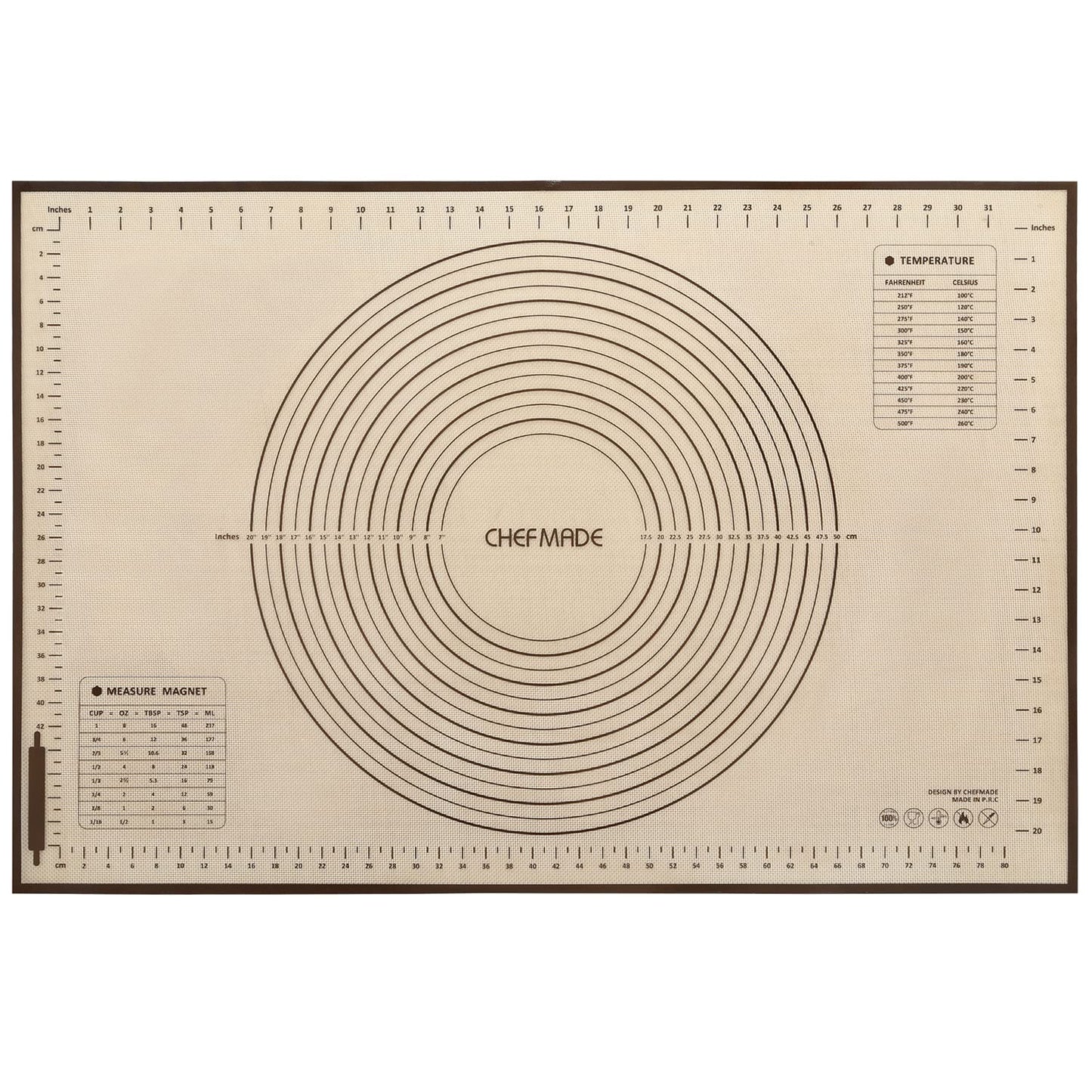 CHEFMADE Silicone Baking Mat, 36" x 24" Extra Thick Large Non-Stick Sheet Mat with Measurement | Non-Slip Reusable Food Grade Flexible Dishwasher Safe｜Making,Cookies,Macarons,Bread,Pastry and Pizza