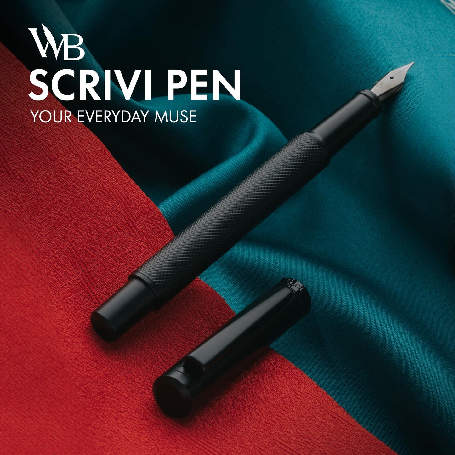 SCRIVI PENS Luxury Fountain Pen Set-[Black] Fountain Pens for Writing - Smooth Medium Nib - Includes Refillable Ink Converter, 5 Ink Cartridges [Black & Blue], Gift Box - Elegant Calligraphy