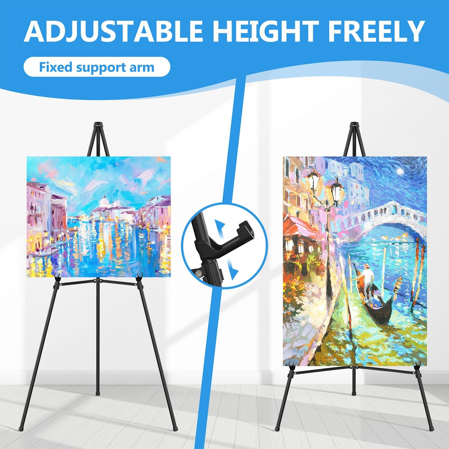 Easel Stand for Sign 70" Adjustable,Portable Metal Easels for Display with Reinforced Support,Folding Easel Sign for Wedding Sign,Painting(Black,2 Pack)